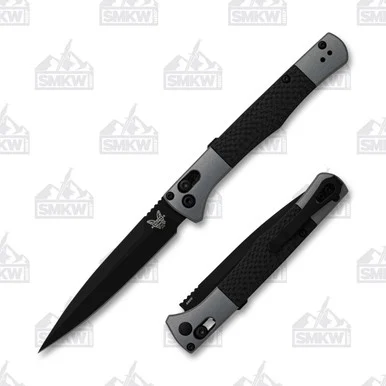 Benchmade 4170BK Fact Auto OTS Folding Knife Black - 3.95in Black DLC Spear Point S/E Plain AUBM4170BK