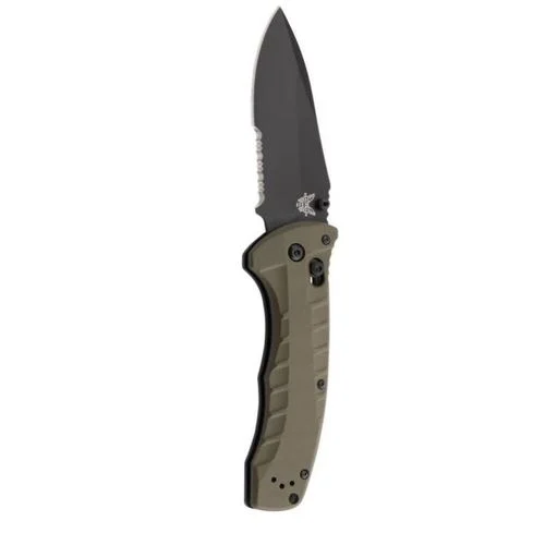 Benchmade Turret Cerakote Finish Cpm-s30v Stainless Steel Partially Serrated Blade Od Green G-10 Handle