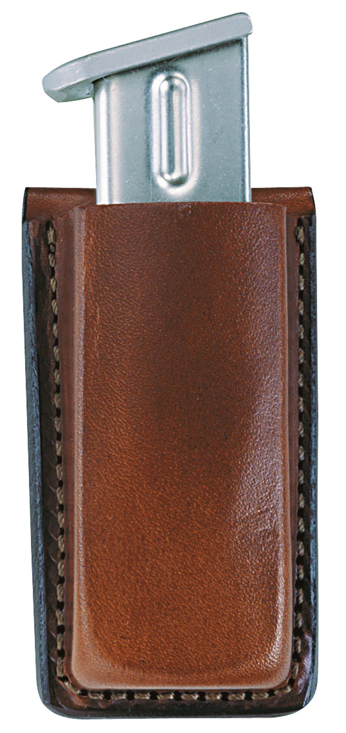 Bianchi 10739 Open Top Mag PouchSingle Tan Leather Belt Clip Compatible w/ 9mm/40 Belts 1.75″ Wide
