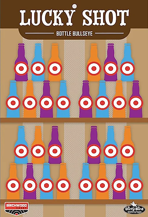 Birchwood Casey Dirty Bird, 12" x 18" Lucky Shot Bottles Target, 6 Targets