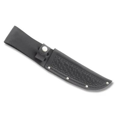Black Leather Basketweave 5 Inch Straight Knife Belt Sheath SH208