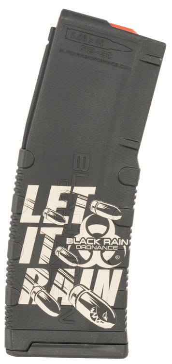 Black Rain AR-15 Magazine "Let it Rain" Bullet Engraving, Black, 30rd