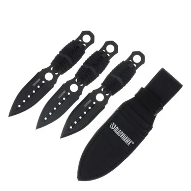 Blackhawk Direct Hit 3 pc Throwing Knife Set Wrapped Black BH15DH01BK
