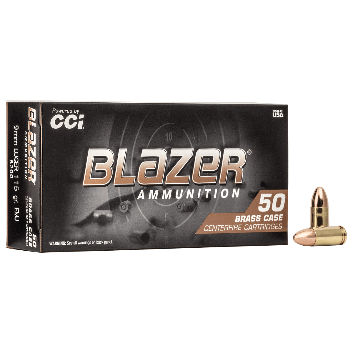 Blazer Brass 9mm Luger 115 Grain FMJ Ammunition (50 Rounds)
