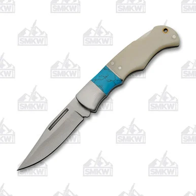 Blue Baby Folding Knife Bone Folding Knife 2.37in Satin Clip Point 211449BO
