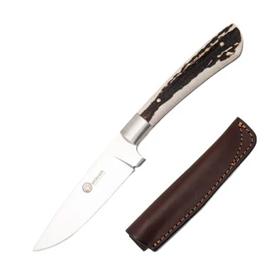 Boker Arbolito Nicker Fixed Knife Brown 3.75in Plain Satin Drop Point BKBA736H