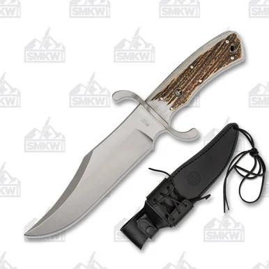 Boker Stag Bowie Satin N690 with Leather Sheath BK121547HH