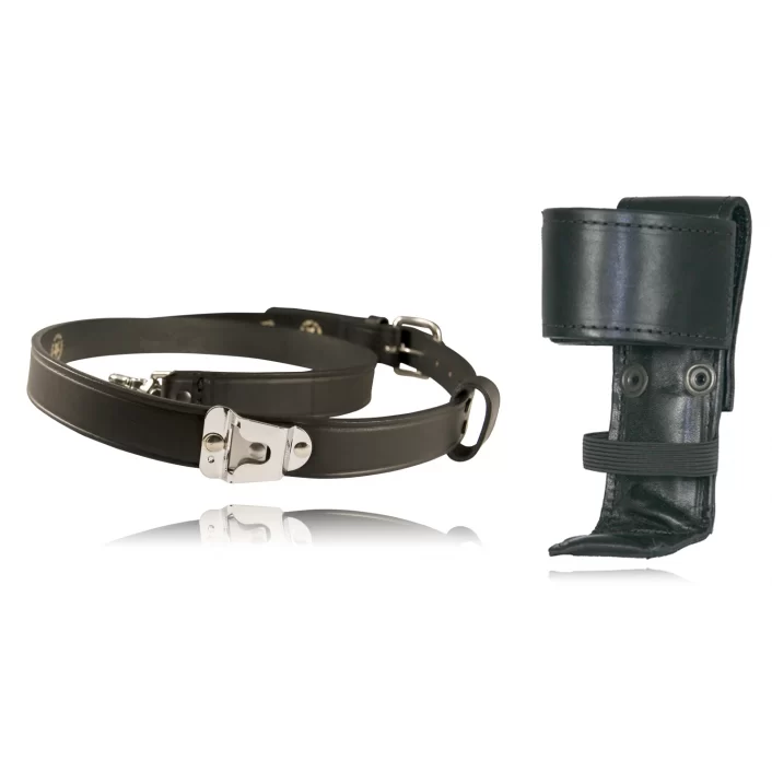 Boston Leather Extra Long Radio Strap with Motorola Clip & Leather Radio Holder