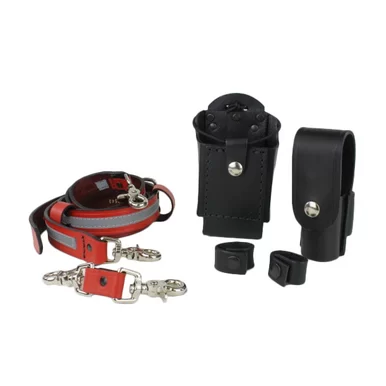 Boston Leather Red Grand Slam Combo Regular with Reflective Radio Strap