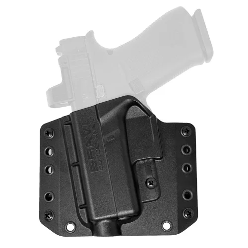 Bravo Concealment BCA, Outside The Waistband Holster, 1.5" Belt Loops, Fits Glock 43/43X/43X MOS, Polymer Construction, Black, Left Hand, Does not fit Glock 48