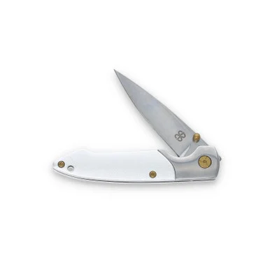 Brighten Blades White (Album) Linerlock Folding Knife with Carry Case BRB138