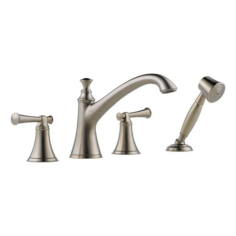 Brizo Baliza Two Handle Roman Tub Faucet with Hand Shower in Brushed Nickel (Trim Only) (Handles Sold Separately) | Ferguson