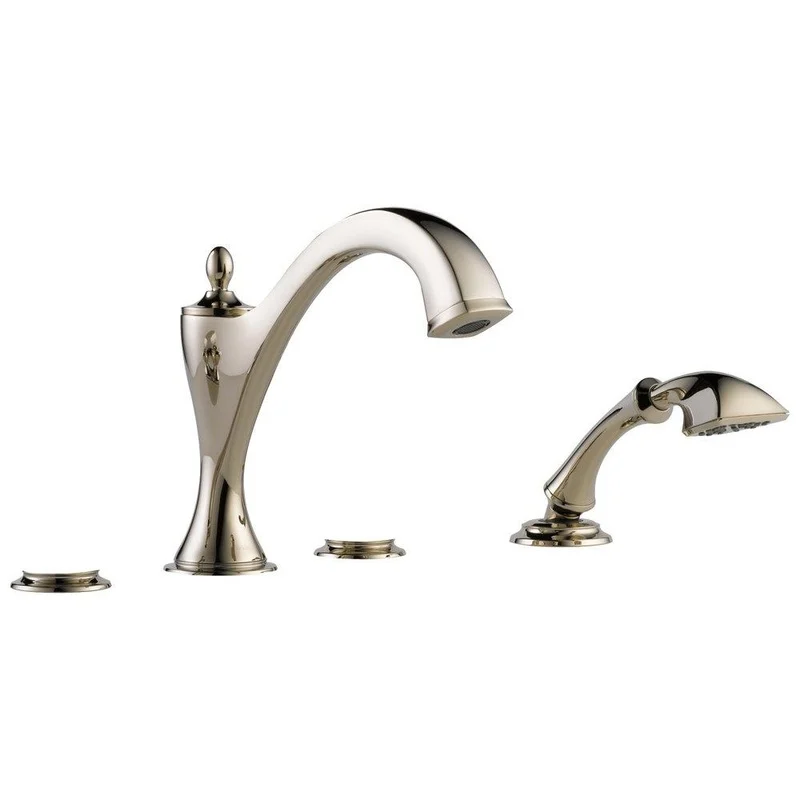 Brizo Charlotte Two Handle Roman Tub Faucet with Hand Shower in Polished Nickel (Trim Only) (Handles Sold Separately) | Ferguson