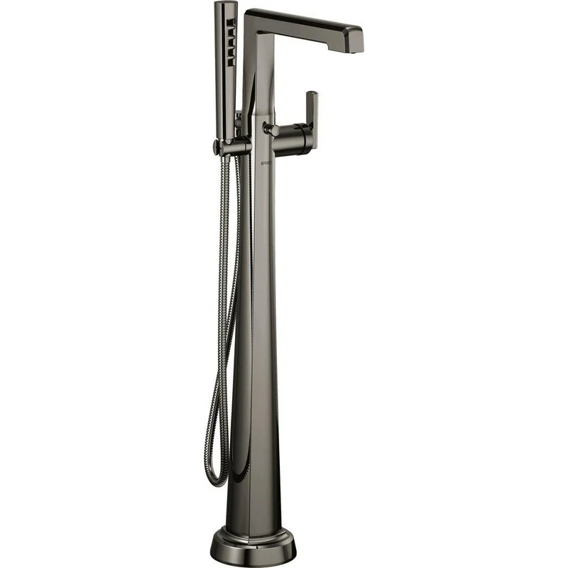 Brizo Levoir Single Handle Floor Mount Filler with Handshower in Brilliance Black Onyx (Trim Only) | Ferguson