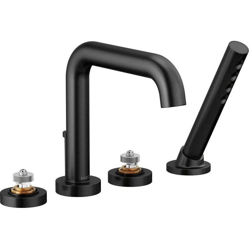 Brizo Two Handle Roman Tub Faucet with Hand Shower in Matte Black (Trim Only) (Handles Sold Separately) | Ferguson