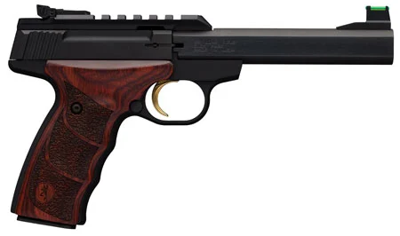 Browning 051533490 Buck Mark Plus 22 LR 10+1 5.50″ Slab Side Barrel Matte Black Serrated Steel/Optic Ready Slide & Aluminum Frame Rosewood Finger Grooved Ultragrip DX Grip