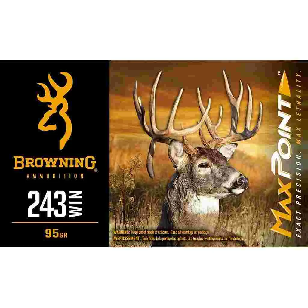 Browning Ammo B192102432 Max Point243Win 95gr 20 Per Box/10 Case