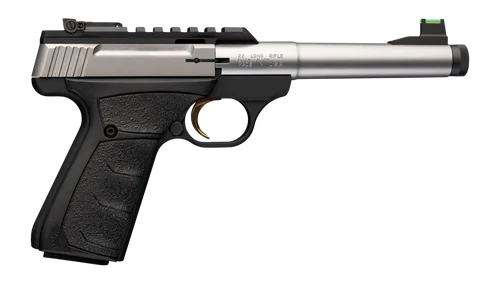 Browning Buck Mark Plus Camper SR 22 LR 10rd,5.90" Matte Blued Bull Threaded Barrel, Picatinny Rail Receiver, Aluminum Frame, Black Overmolded UFX Grip