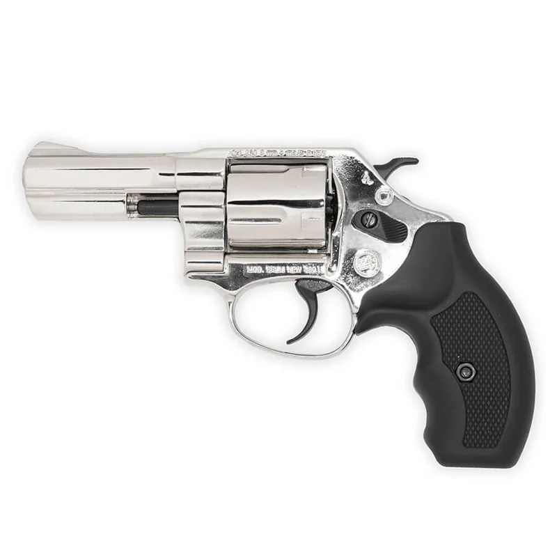 Bruni .38 Special 3″ Barrel Blank-Firing Revolver | Side-Firing .380 Caliber | Nickel Finish