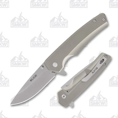 Buck 254 Odessa Folding Knife Gray 3.12in Satin Drop Point Plain Blade BU13052