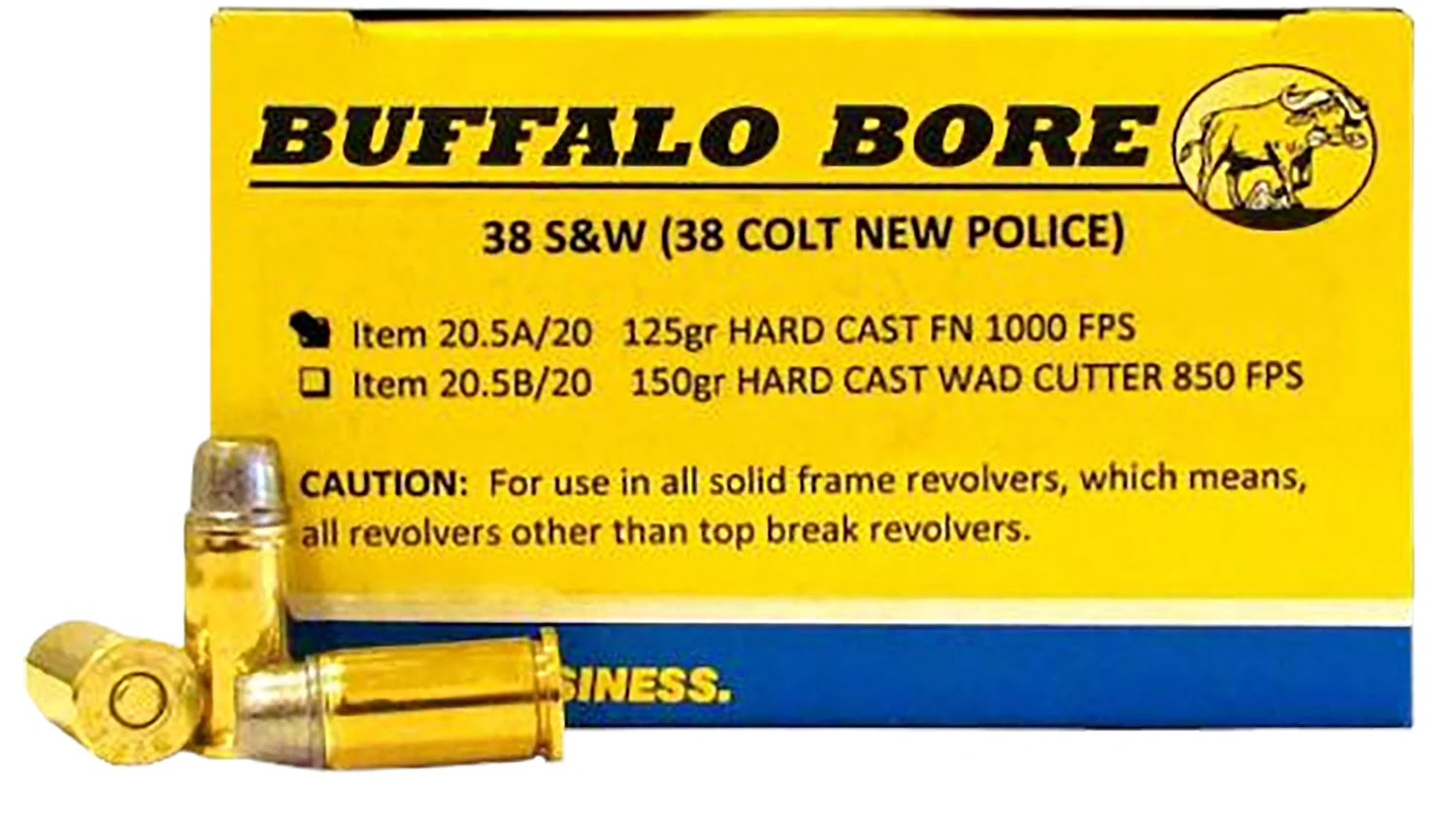 Buffalo Bore Personal Defense .38 S&W Short 125 gr Solid ammo