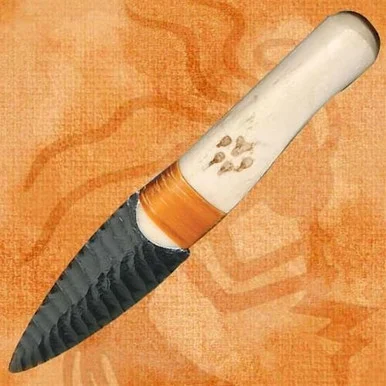 Buffalo Rib Obsidian Blade Knife
