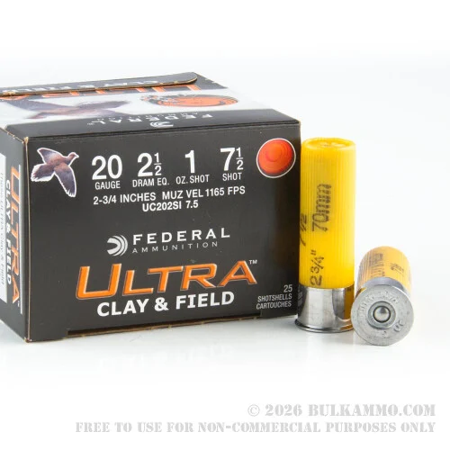 25 Rounds of 20ga Ammo by Federal -#7 1/2 Shot