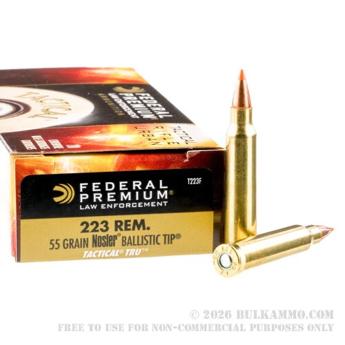 500Rounds of .223 Ammo by Federal - 55gr Nosler Ballistic Tip