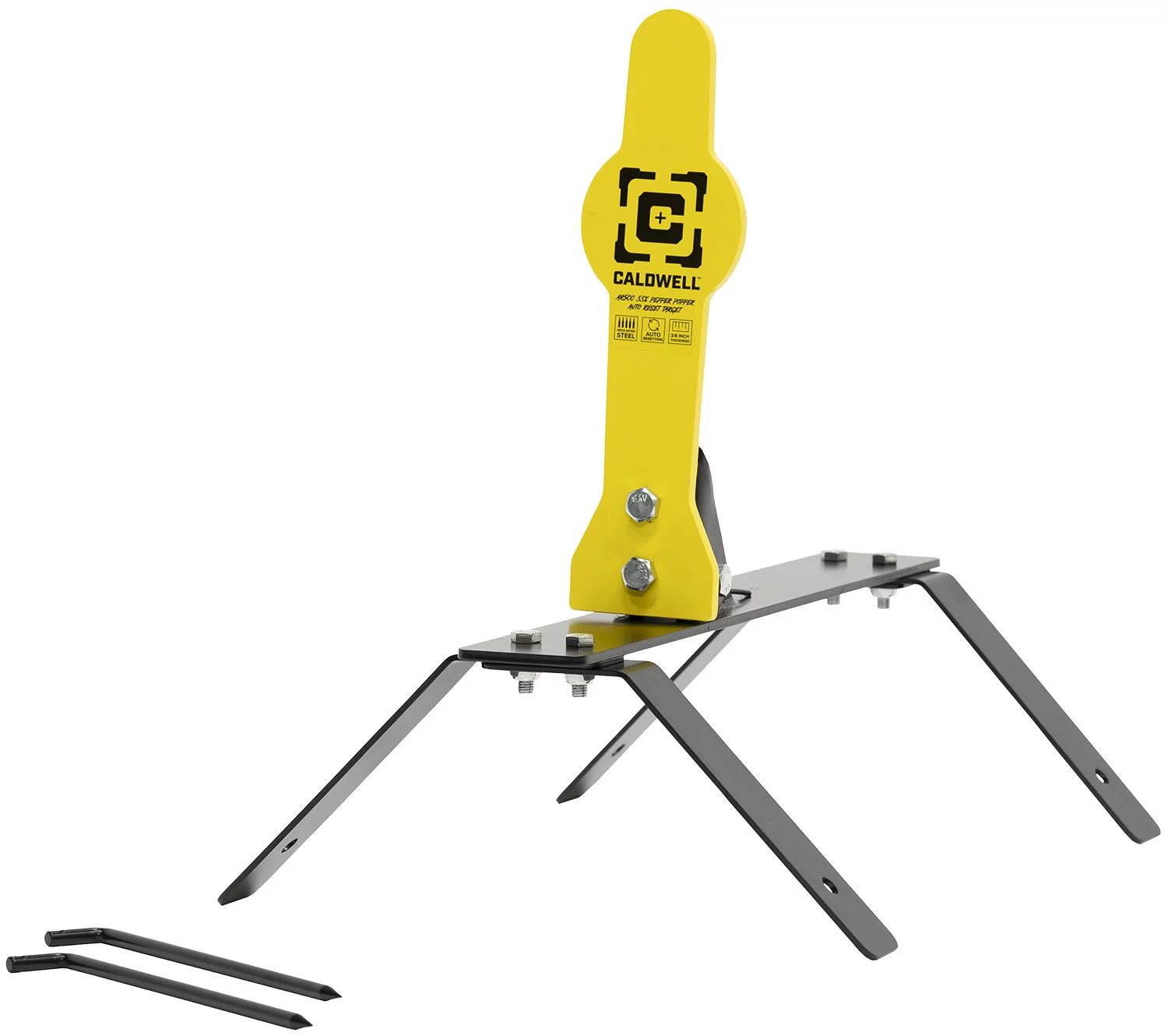Caldwell 1178560 Auto Reset33% Rifle Yellow AR500 Steel Pepper Popper Includes Ground Stakes