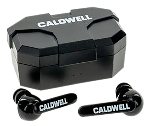 Caldwell E-Max Shadows Rechargeable 23 dB Wireless Black Earbuds with Bluetooth for Adults Includes Storage Case & Multiple Size Tips