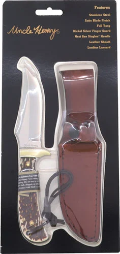 CAPER W/LEATHER SHEATHUNCLE HENRY KNIFE STAGLON 4"