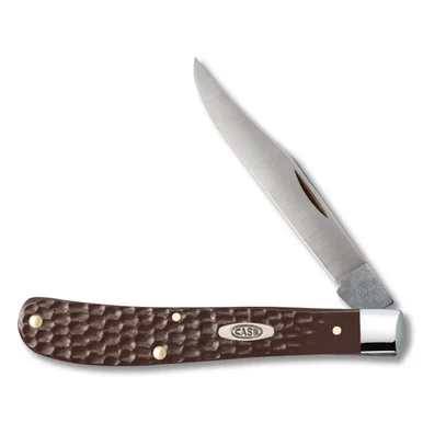 Case Brown Jigged Synthetic Slimline Trapper Folding Knife CA6148