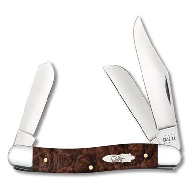 Case Brown Maple Burl Wood Stockman Folding Knife CA64065