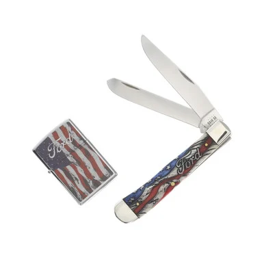 Case Ford Mustang Trapper Folding Knife and Zippo Lighter Gift Set CA14331