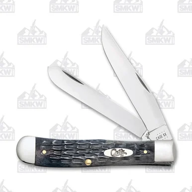 Case Gray Pocket Worn Jigged Bone Trapper Folding Knife CA58410