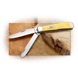 Case Trapper with Pocket Clip – Smooth Yellow Synthetic