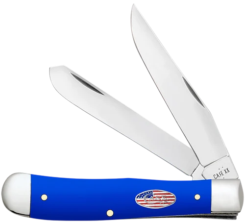 Case USMC Folding Clip Point/Spey Plain Tru-Sharp SS Blade, Smooth Royal Blue Synthetic Handle