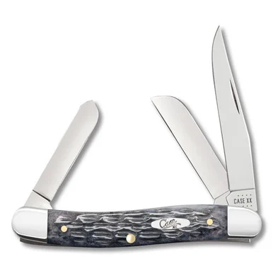 Case XX Carbon Steel Gray Pocket Worn Jigged Bone Medium Stockman CA58413