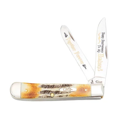 Case XX Happy Anniversary To My Husband 6.5 BoneStag Trapper Folding Knife CA65HAH