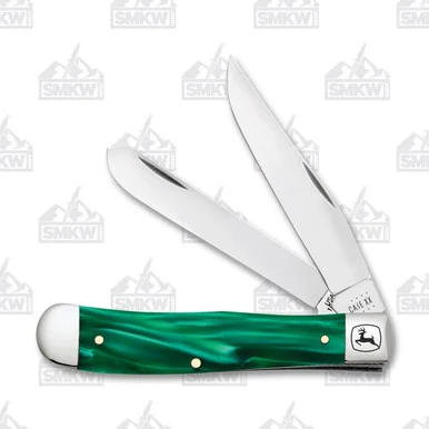 Case XX John Deere Green Pearl Kirinite Trapper Folding Knife CA15772