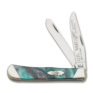Case XX Slant Bolster Coral Sea Corelon Trapper Folding Knife CAS9254CS