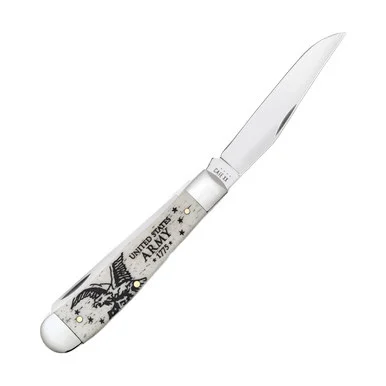 Case XX U.S. Army Natural Smooth Bone Trapper Folding Knife CA15034