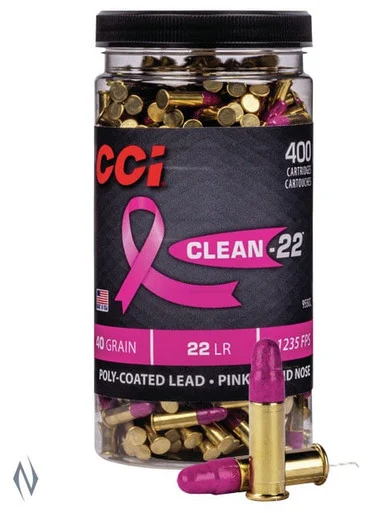 CCI 22LR CLEAN-22 PINK 40GR HV 400 RND BOTTLE 1235FPS