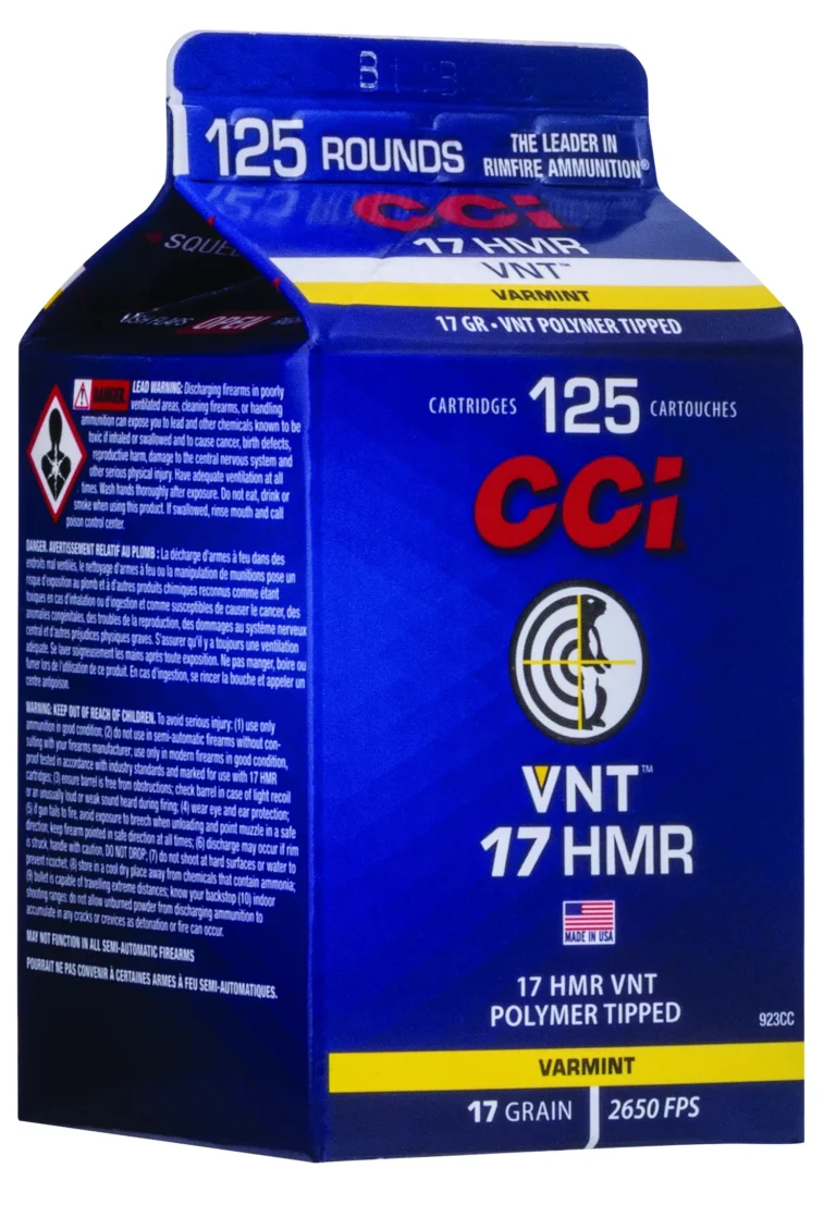 CCI 923CC VNT Rimfire 17 HMR Ammo 17gr Varmint Tipped 125 Per Box/10 Case