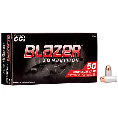 CCI Blazer 380 ACP Handgun Ammunition 50 Rounds Aluminum Centerfire 95 Grain FMJ 3505