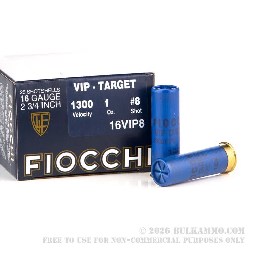 25 Rounds of 16ga Ammo by Fiocchi -#8 shot