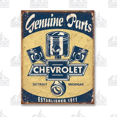 Chevy Parts Pistons and BowTie Tin Sign SG1722