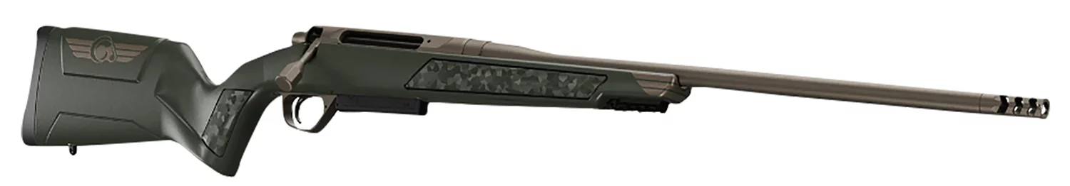 Christensen Arms 8011500300 EvokeFull Size 6.5 PRC 4+1 22″ Burnt Bronze Cerakote #4 Contour Threaded Barrel, Gray w/Bronze Logo Hybrid Hunter w/Picatinny Rail Synthetic Stock