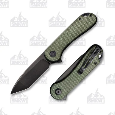 CIVIVI Elementum Green 2.96 Inch Plain Black Stonewash Tanto WKCC907TE