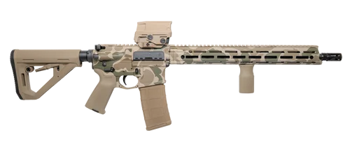 Cnc Firearms Daniel Defense DDM4 V7 5.56 NATO 16" Duck Camo Cerakote, 1 of 300 Limited Edition, M-LOK Handguard, DD Buttstock & Grip, Tan Vortex AMG UH-1 Red Dot